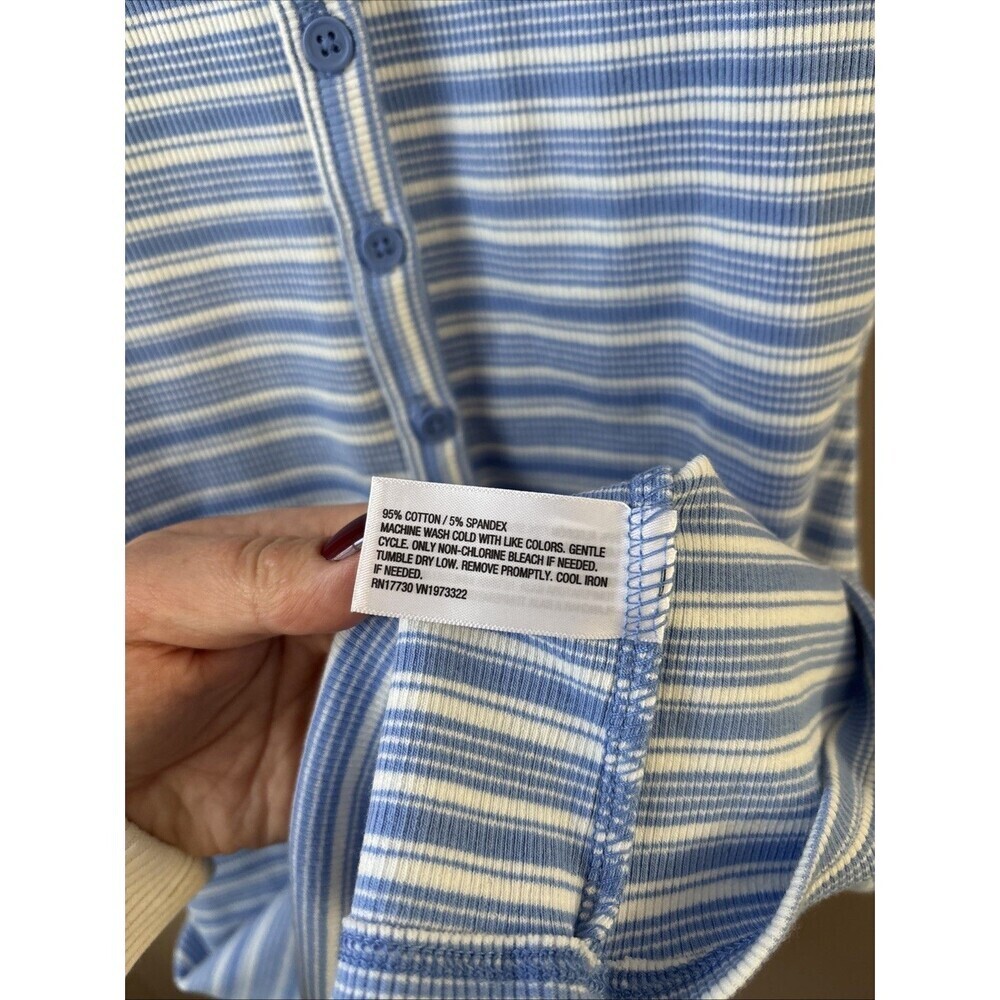Wild Fable Blue White Striped Ribbed Button Tank Dress M NWT - Picture 6 of 7